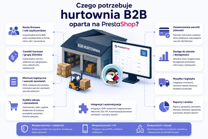Czego potrzebuje hurtownia B2B oparta na PrestaShop?